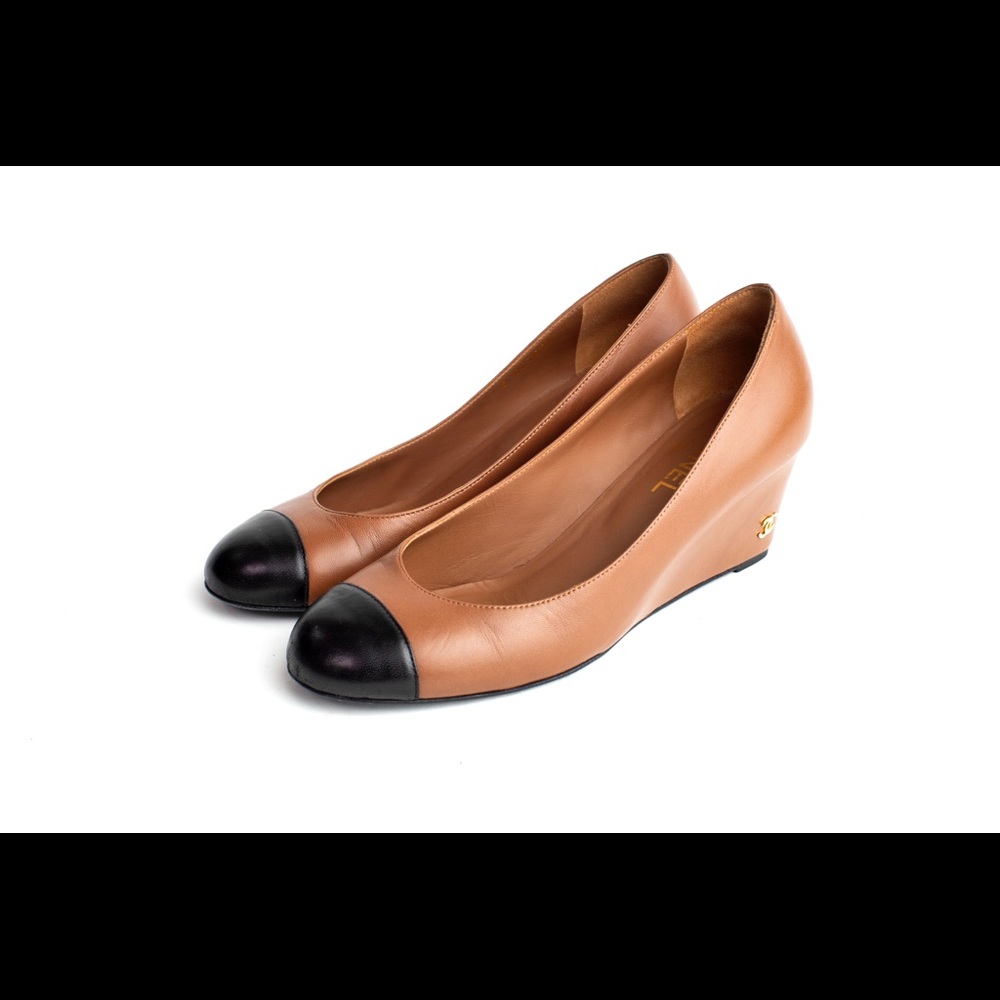 Chanel brown and black wedges 39.5